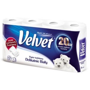 Papier Toaletowy VELVET  3 warstwy/ 8 sztuk