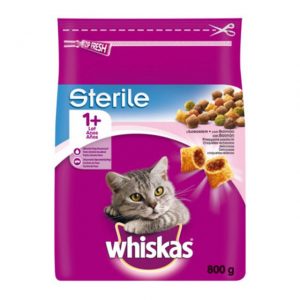 Whiskas sterile z łososiem 800 g.sucha karma