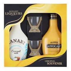 Likier Canari Toffie 350ml + Advocat Dalkovski 350ml Henkel+ 2 kieliszki