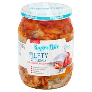 Filety ze Śledzia z Suszonymi Pomidorami 650g słoik (Super Fish)  